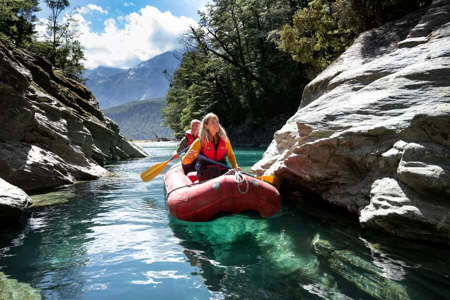 From Queenstown: Dart River Canoe & Jet Boat Day Trip - Funyak paddling on crystal-clear water: the part that feels real