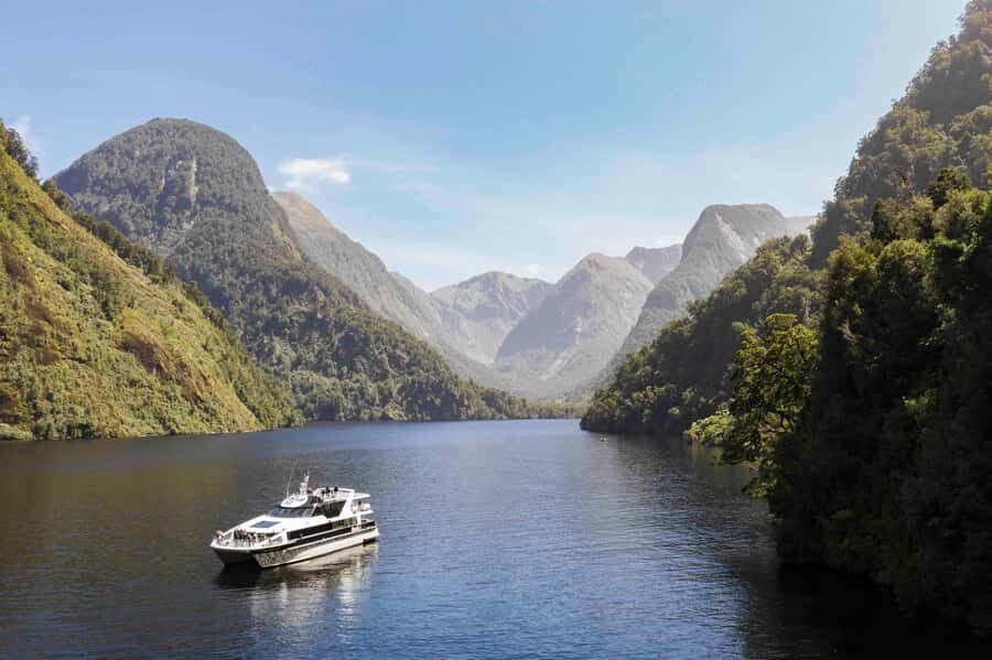 From Te Anau: Doubtful Sound Coach & Cruise - Lake Manapouri cruise: calm water before the fiord drama