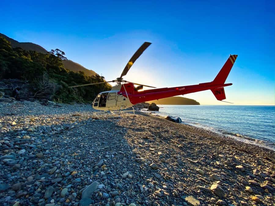 Milford Sound Extended Helicopter Flight & 3 Landings - First Stop: Landing in Milford Sound for Walk and Photos
