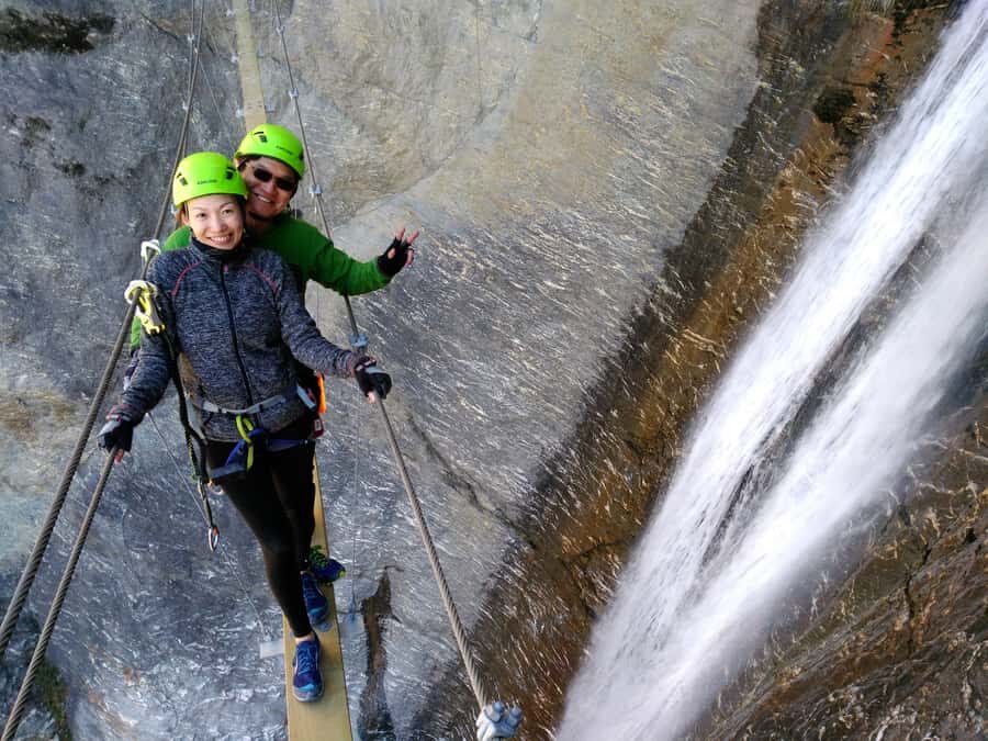Wanaka: 4-Hour Intermediate Waterfall Cable Climb - The intermediate climb: 320m up with blue pools, rungs, and bridges
